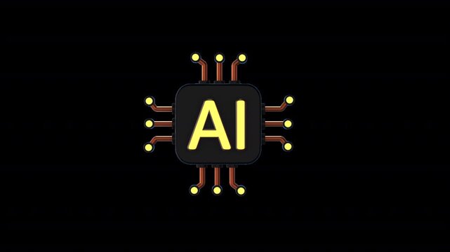 High-tech AI Processor Chip Icon animation featuring artificial intelligence computing, neural processing, machine learning, and advanced semiconductor technology.