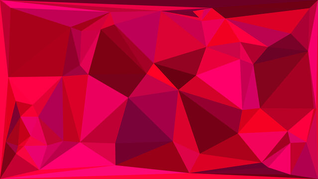 Bold red geometric background with intricate low poly triangular shapes and artistic pattern