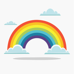 Naklejka premium Colorful Rainbow Arch with Clouds