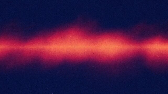 Horizontal red orange light leak band with magenta fringing on deep indigo cinematic background
