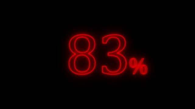 Glowing Red    83 Percent Progress Indicator on Black Background &ndash; Neon Loading Animation