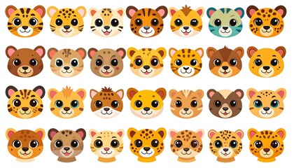 Fototapeta premium Cute cartoon animal faces (1)