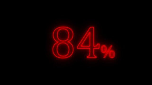 Glowing Red    84 Percent Progress Indicator on Black Background &ndash; Neon Loading Animation
