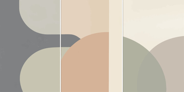 Artistic split screen abstract illustration with organic rounded blocks on cream canvas