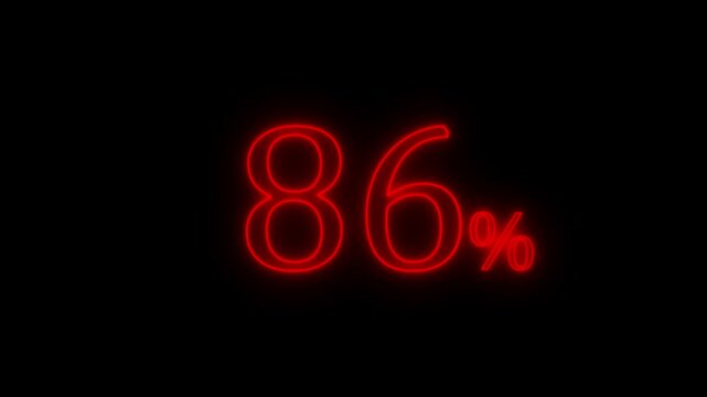 Glowing Red    86 Percent Progress Indicator on Black Background &ndash; Neon Loading Animation