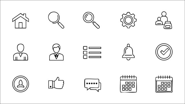 Mobile App UI Outline Icons for User Interface Design