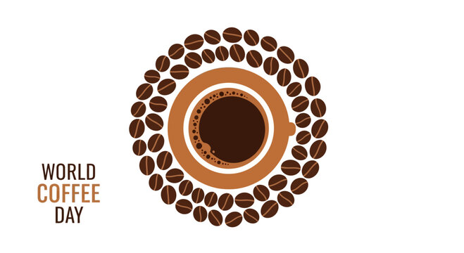 Coffee Cup Surrounded by Coffee Beans.