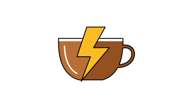 Coffee Cup with Lightning Bolt Symbol.