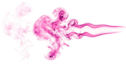 Fototapeta premium Vibrant pink smoke swirling on isolated transparent background with dynamic movement