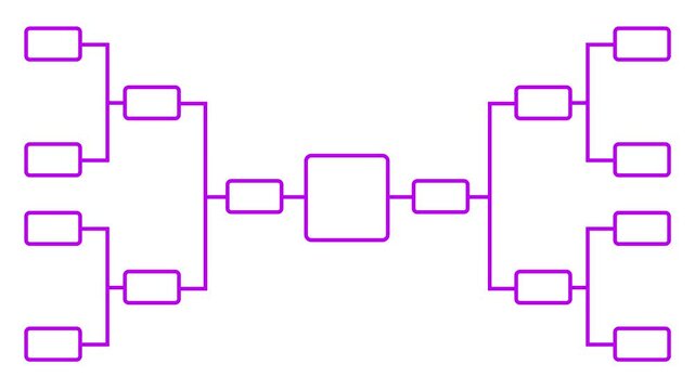 Abstract 32 team tournament bracket championship template with pink line animation isolated on white background.