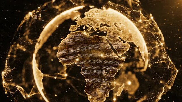 Golden globe with network connections worldwide.