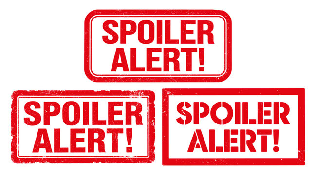 Spoiler alert red ink rubber stamp texture mark set