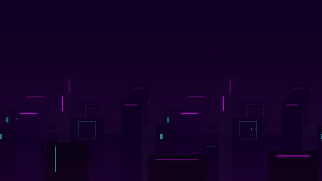 cyberpunk neon city skyline abstract vector motion