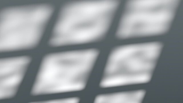 Abstract window sashes shadow moving backdrop, looped animation, 3d rendering. Soft shadows movement open and close silhouette background, 4k. Blurred motion sunlight effect template.