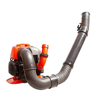 Gas leaf blower powerful efficient garden tool orange black isolated on a transparent background outdoor equipment