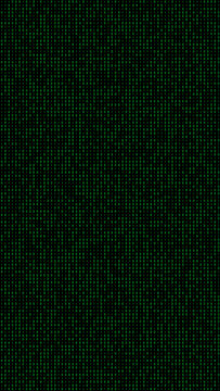 Green binary code on black background representing digital data computer technology