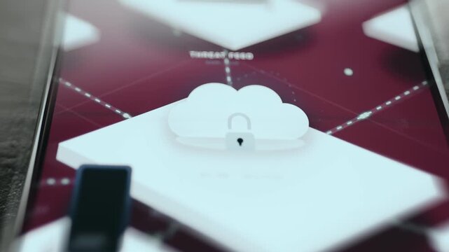 Cloud graphic with a lock mechanism icon representing cloud-based network security