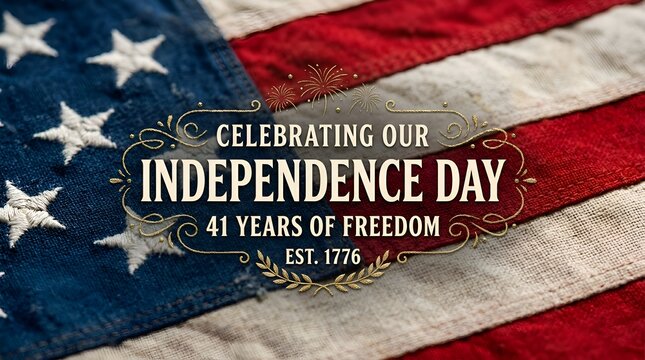 USA flag with "Celebrating Our Independence Day" text overlay