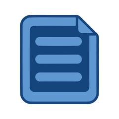 Fototapeta premium Stylized document icon with lines of text on it in light and dark blue colors