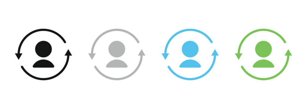 User refresh icon set. Vector symbols for profile update, account sync and member reload UI design
