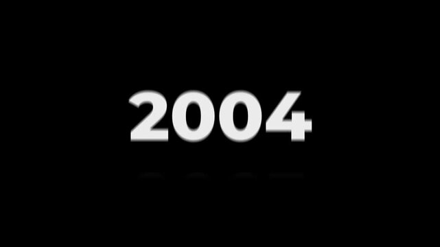 Reverse 27 year counter animation scrolling back from 2026 to 1999. White 3D text on black background. Going back in time flashback and history timeline motion graphics concept.