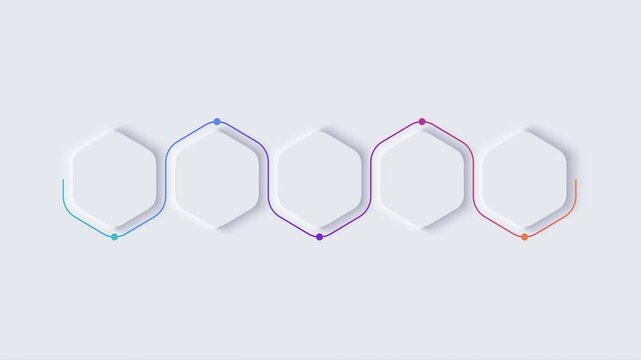 Commercial infographic 5 steps template animation.  Animated blank diagram visualization. Motion graphics