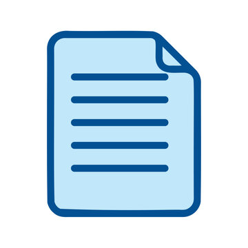 Simple document icon in light blue and navy represents a page with several lines of text