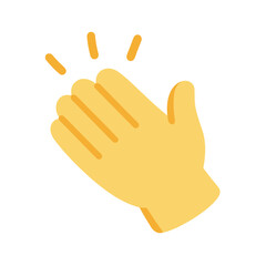Fototapeta premium Bright yellow hand showing clapping gesture for recognition and appreciation on white background