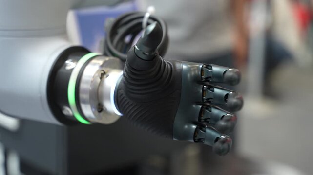Close-Up of Advanced Robotic Hand Demonstrating Humanoid Automation Technology