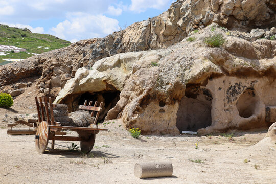 Ancient cave dwellings in Cappadocia, Turkey