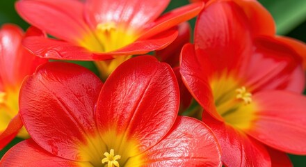 Fototapeta premium Vibrant Red Flowers with Yellow Centers