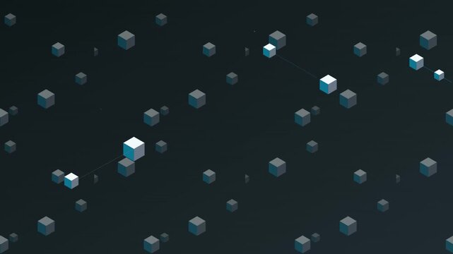 flat tech isometric network nodes vector background
