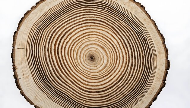 Close-up overhead view of a tree stump cross-section showing growth rings wood timber