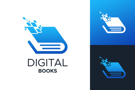 An elegant digital vector logo design of a book, symbolizing learning, modern education, technology and knowledge.