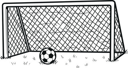 Soccer ball hitting the goal net isolated on transparent background © KolyBegum