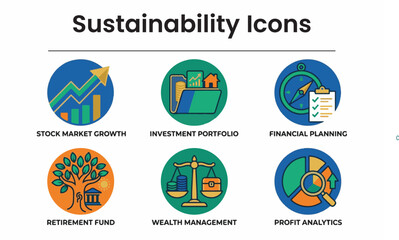 Fototapeta premium Investment Wealth Management and Financial Planning Icon Collection for Business Finance