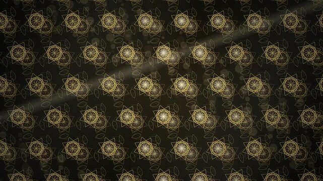 Elegant dark gold geometric pattern background with light beam