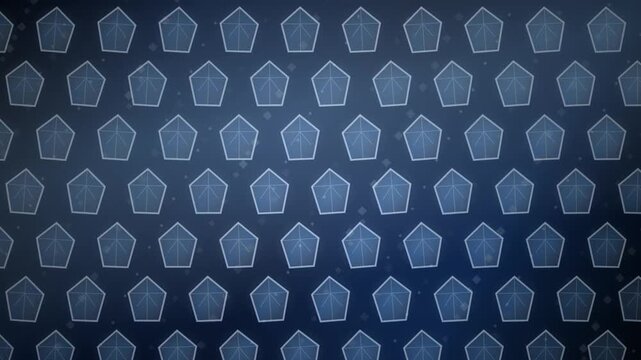 Blue geometric pentagon pattern background with glowing arrows