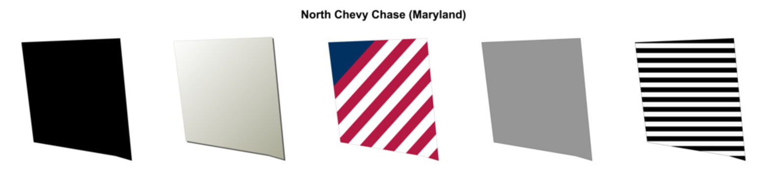 North Chevy Chase (Maryland) blank outline map set