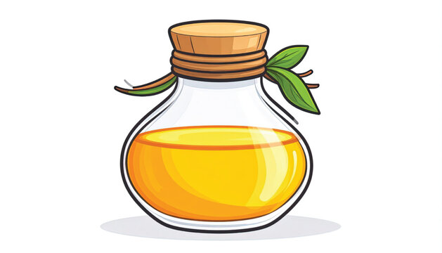 Bottle of golden yellow liquid.
