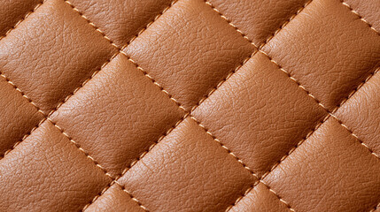 Naklejka premium Premium brown quilted leather texture with detailed stitching and padded upholstery construction