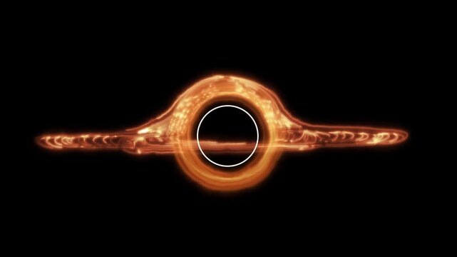 Cosmic Black Hole with Glowing Accretion Disk and Gravitational Lensing.4k video.