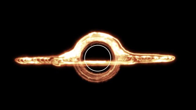 Cosmic Black Hole with Glowing Accretion Disk and Gravitational Lensing.4k video.