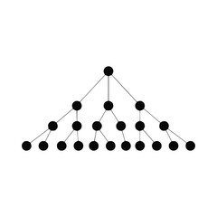 Obraz premium Multi-level hierarchical tree diagram showing a complex branching structure with circular nodes on a clean white background