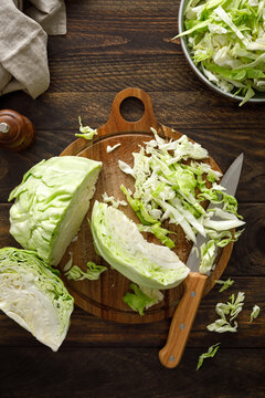 Cabbage cut and shredded. Fresh raw white chopped Cabbage