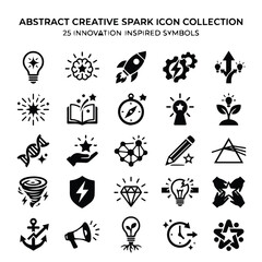 Abstract creative spark and innovation icon set with innovation, creativity © Saharima