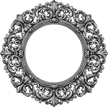 Baroque Flourish Royal Circular Frame Silhouette