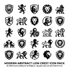 Modern abstract lion crest and heraldic animal symbol icon pack with heraldic © Saharima