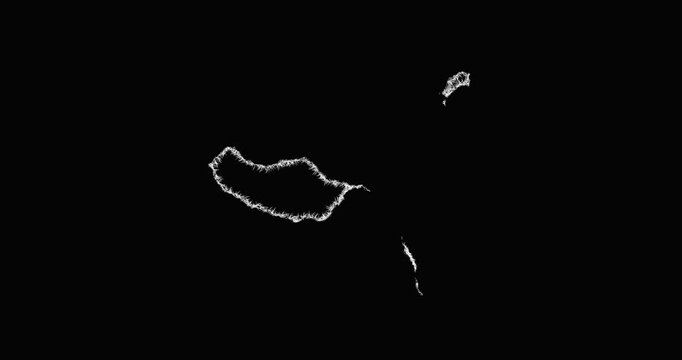 Sketch Madeira outline map animation - smooth progressive reveal
