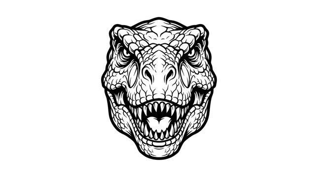 Detailed Illustration of a Tyrannosaurus Rex Head.